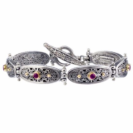 Byzantine Oval link Bracelet with Rubies 6414
