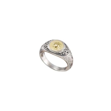 Antique Coin Symbol Turtle Ring for men’s 18k Yellow Gold and Sterling silver 925