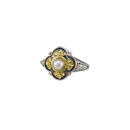 Flower Ring for Women’s 18k Yellow Gold and Sterling Silver 925