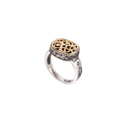 Flower Byzantine Ring for Women’s 18k Yellow Gold and Silver 925