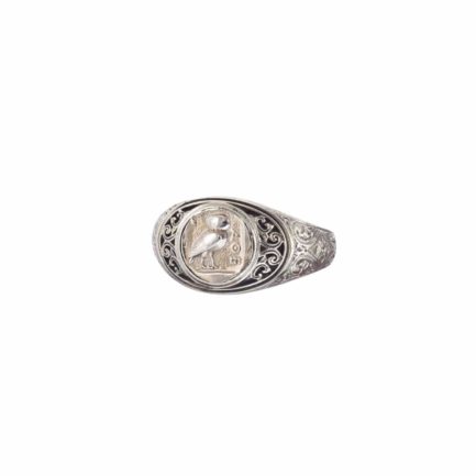 Antique Coin Symbol Owl Band Ring for men’s Sterling silver 925