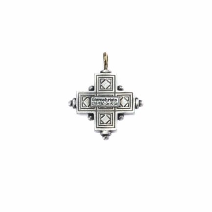 Byzantine Cross Pendant 18k Yellow Gold and Sterling Silver 925