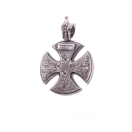 Maltese Men’s Cross Pendant 18k Yellow Gold and Sterling Silver 925