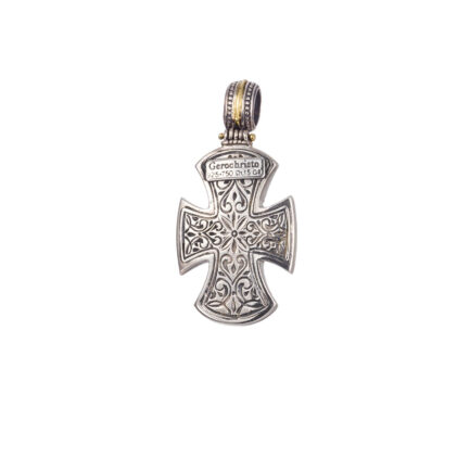 Maltese Men’s Cross Pendant 18k Yellow Gold and Sterling Silver 925