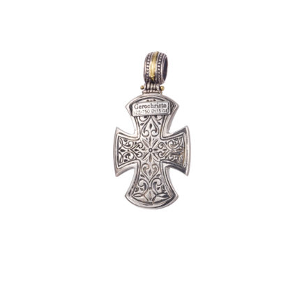 Maltese Men’s Cross Pendant 18k Yellow Gold and Sterling Silver 925
