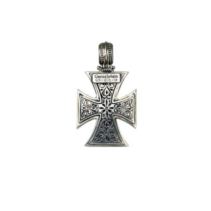 Maltese Men’s Cross Pendant 18k Yellow Gold and Sterling Silver 925