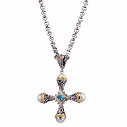Cultured Pearl Cross Necklace