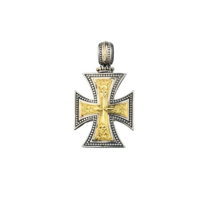 Maltese Men’s Cross Pendant in 18k Gold and Silver 5380 a