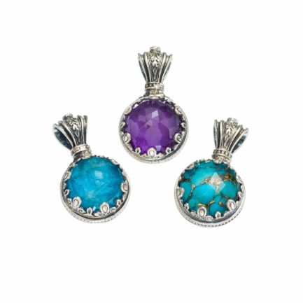 Round Color Pendant in Sterling Silver 925