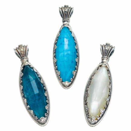 Navette Color Pendant in Sterling Silver 925