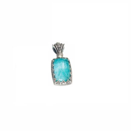 Rectangular Color Pendant in Sterling Silver 925