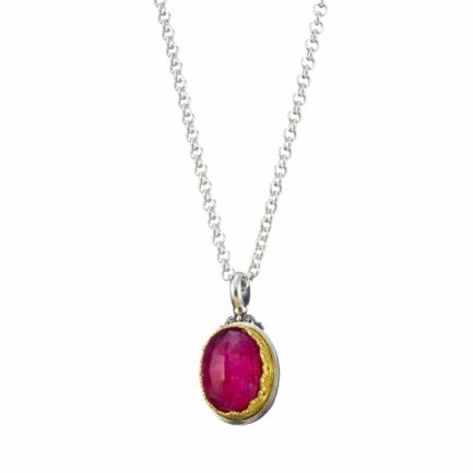 Oval Pendant in Sterling Silver 925 with Gold plated parts
