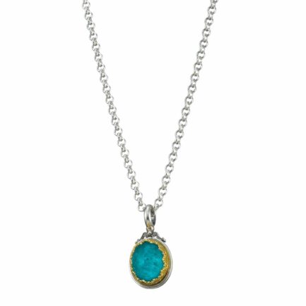 Oval Pendant in Sterling Silver 925 with Gold plated parts