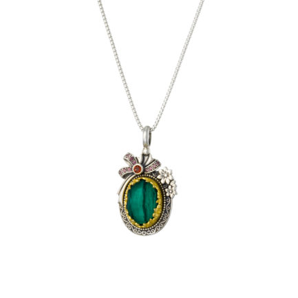 Oval Pendant in Sterling Silver 925 with Gold plated parts