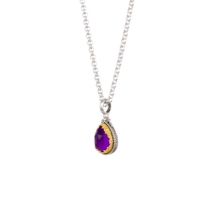 Tear-Drop Pendant in Sterling Silver 925 with Gold plated parts
