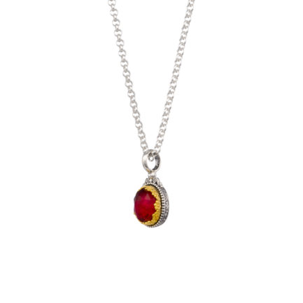 Oval Pendant in Sterling Silver 925 with Gold plated parts