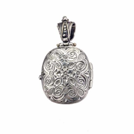 Byzantine Locket Pendant Cross in Sterling silver 925