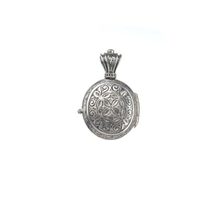 Locket Byzantine Oval Pendant Engraved Sterling silver 925