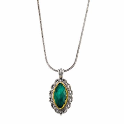 Navette Color Pendant in Sterling Silver 925 with Gold plated parts