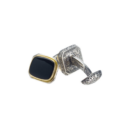 Cufflinks in18k Gold and Silver 7211 black onyx