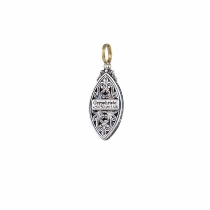 Filigree Byzantine Navette Pendant for Women’s Yellow Gold k18 and Silver 925