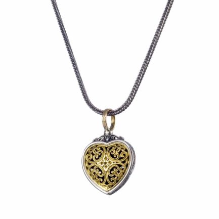 Heart Byzantine Pendant for Women’s Yellow Gold k18 and Silver 925