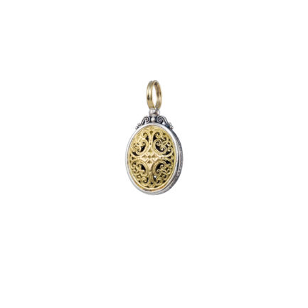 Oval Filigree Byzantine Pendant for Women’s Yellow Gold k18 and Silver 925