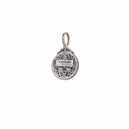 Round Byzantine Pendant Ruby for Women’s Yellow Gold k18 and Silver 925