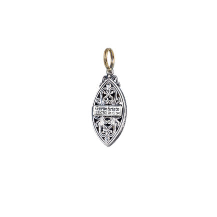 Filigree Byzantine Navette Pendant for Women’s Yellow Gold k18 and Silver 925