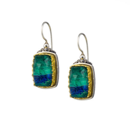 Colors Rectangular Earrings Silver 925 with Gold plated parts for Women’s