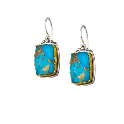 Colors Rectangular Earrings Silver 925 with Gold plated parts for Women’s