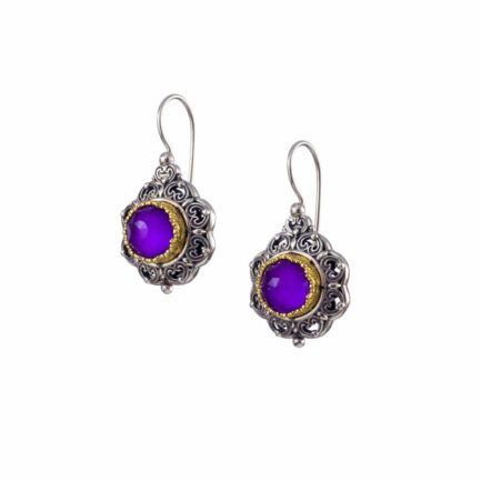 Colors Round Earrings Sterling Silver 925 with Gold plated parts for Ladies