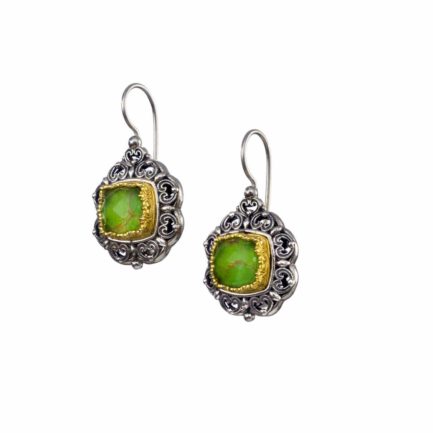 Colors Square Small Earrings Sterling Silver 925 with Gold plated parts for Women’s