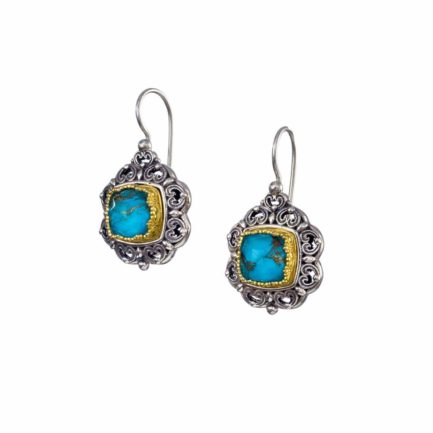 Colors Square Small Earrings Sterling Silver 925 with Gold plated parts for Women’s