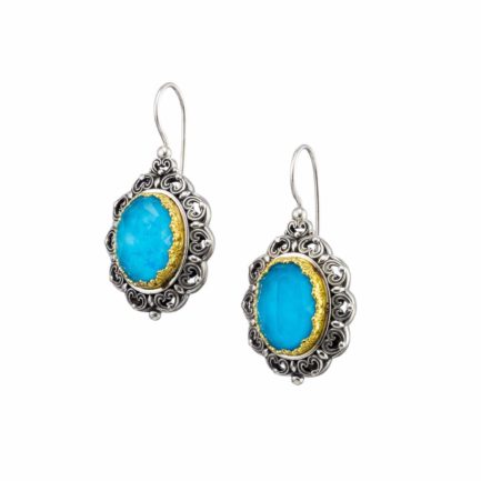 Colors Oval Earrings in Sterling Silver with Gold plated parts for Women’s