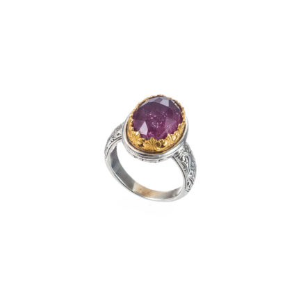 Oval Color Ring Sterling Silver 925 with Gold Plated parts