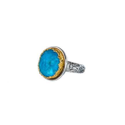 Oval Color Ring Sterling Silver 925 with Gold Plated parts