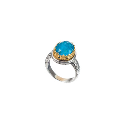 Oval Color Ring Sterling Silver 925 with Gold Plated parts