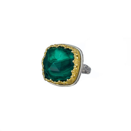 Square Color Ring Sterling Silver 925 with Gold Plated parts