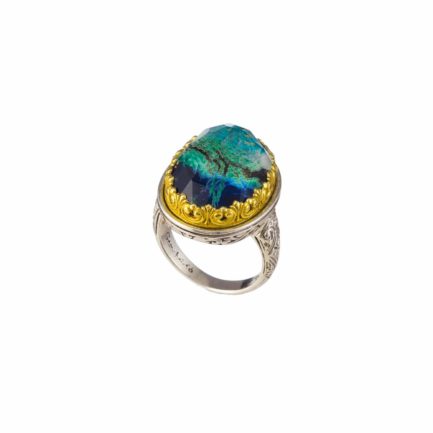 Oval Color Ring Sterling Silver 925 with Gold Plated parts