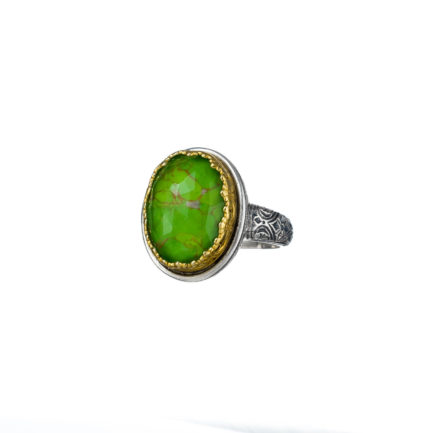 Oval Color Ring Sterling Silver 925 with Gold Plated parts