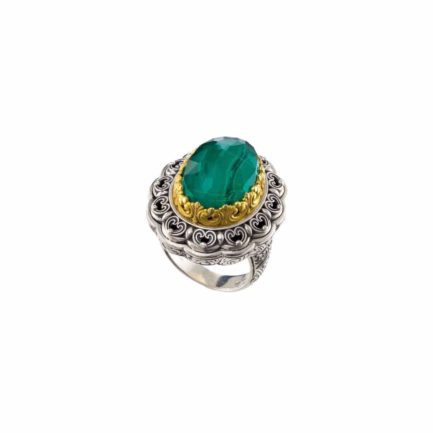 Oval Color Ring Sterling Silver 925 with Gold Plated parts