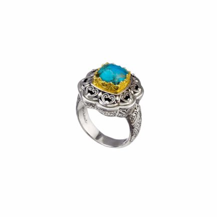 Square Color Ring Sterling Silver 925 with Gold Plated parts