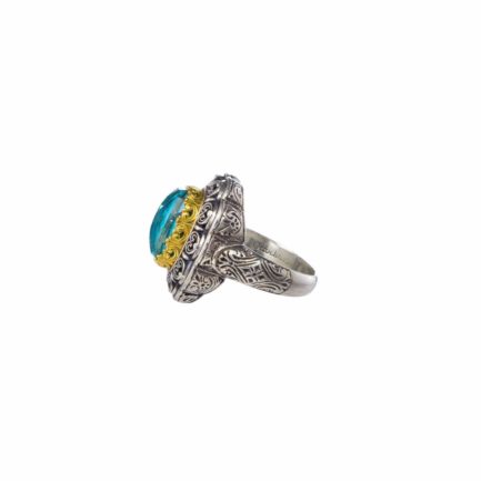 Oval Color Ring Sterling Silver 925 with Gold Plated parts