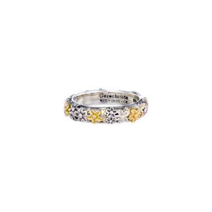 Flower Band Ring 4mm for Men’s Yellow Gold k18 and Sterling Silver 925