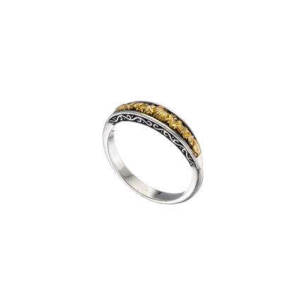 Shells and Starfish Band Ring k18 Yellow Gold and Sterling Silver 925