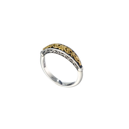 Byzantine Band Ring k18 Yellow Gold and Sterling Silver 925