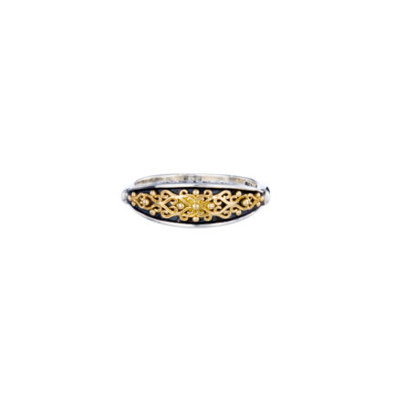 Byzantine Band Ring k18 Yellow Gold and Sterling Silver 925