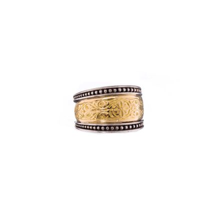 Byzantine Band Ring k18 Yellow Gold and Sterling Silver 925