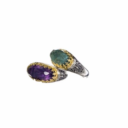 Ring Aegean Colors in k18 Yellow Gold and Sterling Silver 925